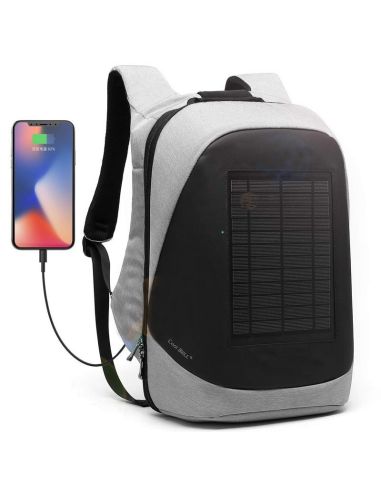 Mochila Antirrobo con USB y Cargador Solar en Gris