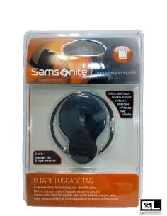 Etiqueta identificadora Samsonite con metro para medir la maletas