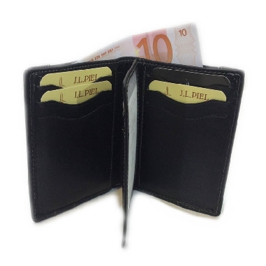 Cartera de Piel Sin Monedero y Cierre con Goma