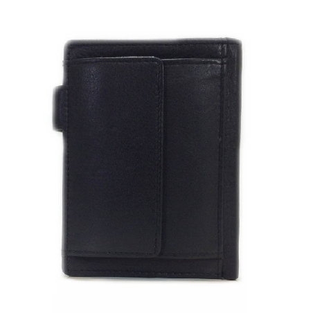 Cartera de Piel con Monedero Detras Classic en Negro