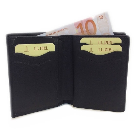 Billetera de Piel sin Monedero Classic en Negra