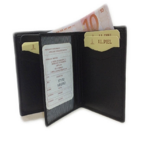 Billetera de Piel sin Monedero Classic en Negra
