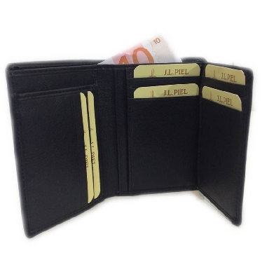 Cartera de Piel Multiapartados Classic en Negra