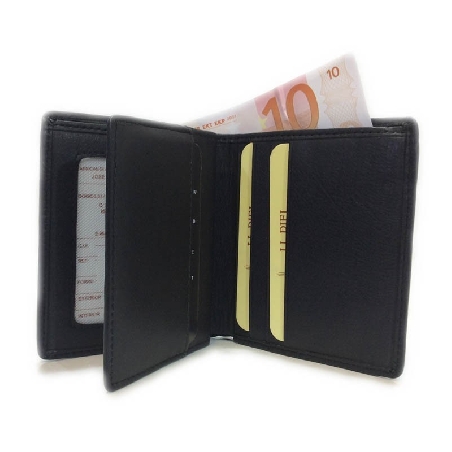 Cartera de Piel Mediana Multitarjeta Classic en Negra