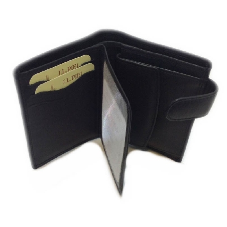 Cartera de Piel con Monedero dentro Classic en Negro JL
