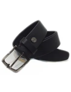 Cinturon de Cuero Liso de Bellido color Negro