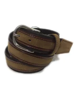 Cinturon de Lona y Piel serie Sax en Marron y Cuero