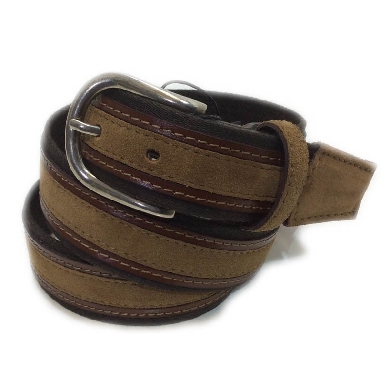 Cinturon de Lona y Piel serie Sax en Marron y Cuero