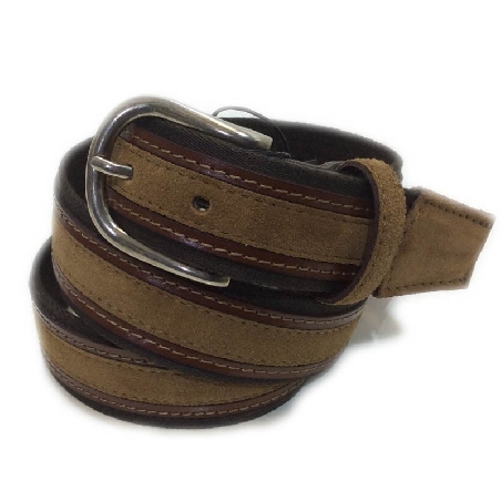 Cinturon de Lona y Piel serie Sax en Marron y Cuero