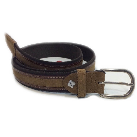 Cinturon de Lona y Piel serie Sax en Marron y Cuero