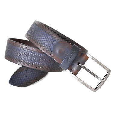 Cinturon de Bellido en Cuero Grabado atornasolado Azul