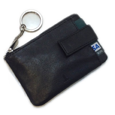 Monedero de Piel Classic con 2 Cremalleras y Trabilla Negro