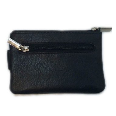 Monedero de Piel Classic con 2 Cremalleras y Trabilla Negro