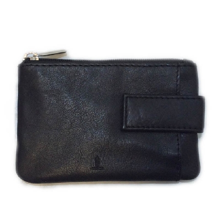 Monedero de Piel Classic con 2 Cremalleras y Trabilla Negro