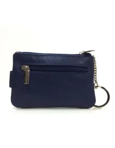 Monedero de Piel Classic con 2 Cremalleras y Trabilla Azul 2