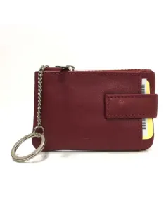 Monedero de Piel Classic con 2 Cremalleras y Trabilla Rojo