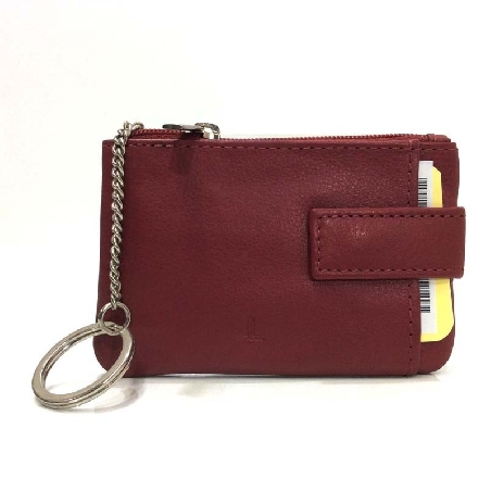 Monedero de Piel Classic con 2 Cremalleras y Trabilla Rojo
