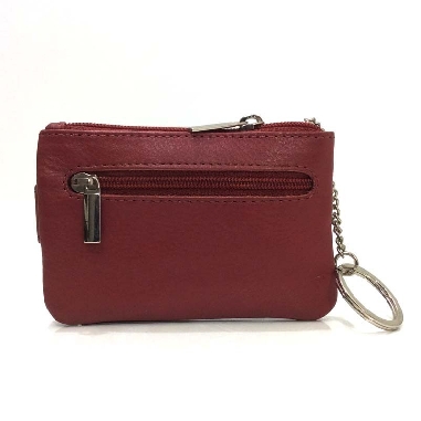 Monedero de Piel Classic con 2 Cremalleras y Trabilla Rojo