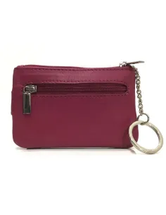 Monedero de Piel Classic con 2 Cremalleras y Trabilla Fucsia 2
