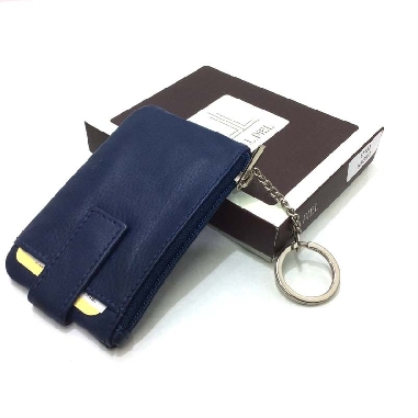 Monedero de Piel Classic con 2 Cremalleras y Trabilla Fucsia