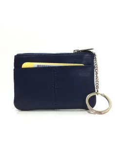 Monedero de Piel Classic con 2 Cremalleras Azul 2