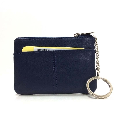 Monedero de Piel Classic con 2 Cremalleras Azul