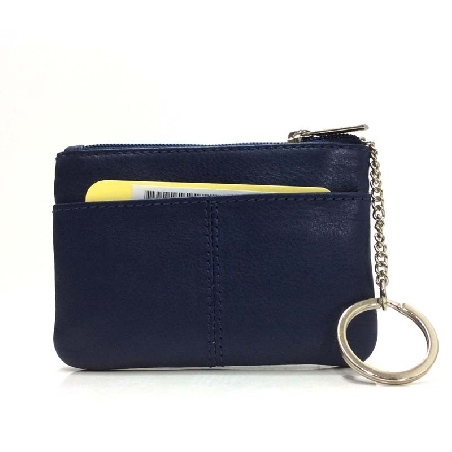 Monedero de Piel Classic con 2 Cremalleras Azul