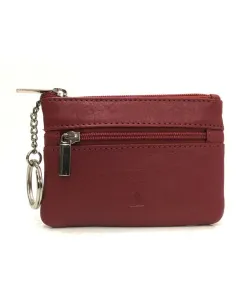 Monedero de Piel Classic con 2 Cremalleras Rojo