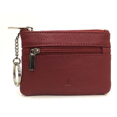 Monedero de Piel Classic con 2 Cremalleras Rojo