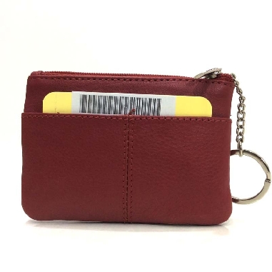Monedero de Piel Classic con 2 Cremalleras Rojo