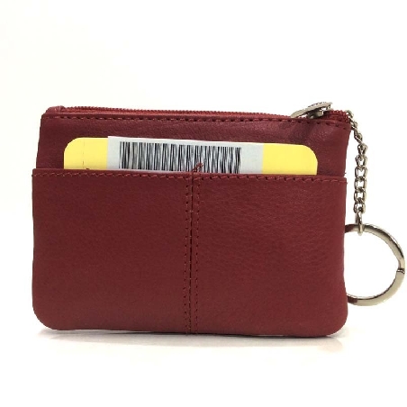 Monedero de Piel Classic con 2 Cremalleras Rojo