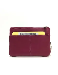 Monedero de Piel Classic con 2 Cremalleras Fucsia 2