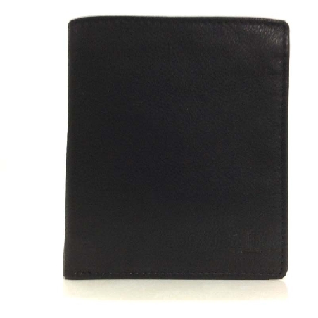 Billetera mediana sin Monedero de Piel JL Classic en Negro