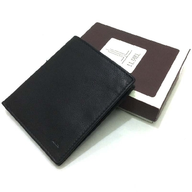 Billetera mediana sin Monedero de Piel JL Classic en Negro