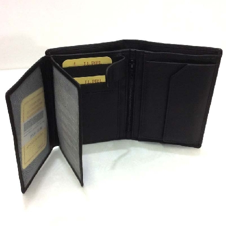 Billetera Grande con Monedero Piel JL Classic Negra