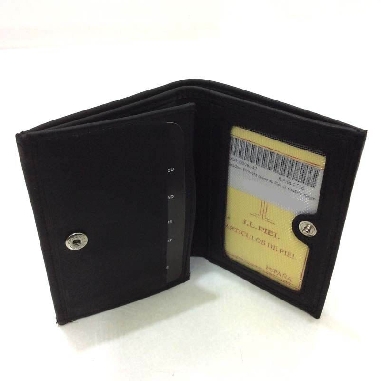 Monedero Billetero plano de Piel JL Classic Negro