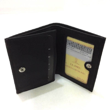 Monedero Billetero plano de Piel JL Classic Negro