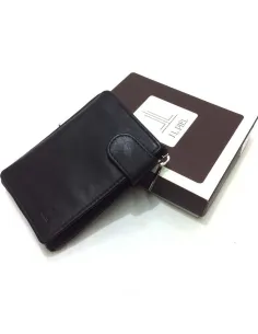 Monedero de Cremallera y Solapa Piel JL Classic Negro 2