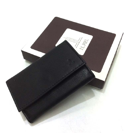 Monedero Billetero Mini de Piel JL Classic en Negro