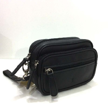 Bolso de Mano para Hombre en Piel de JL Negro