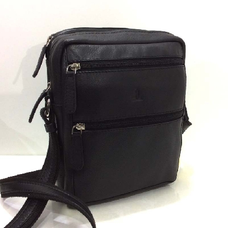 Bolso Bandolera de Piel JL Mediano Multiapartados Negro