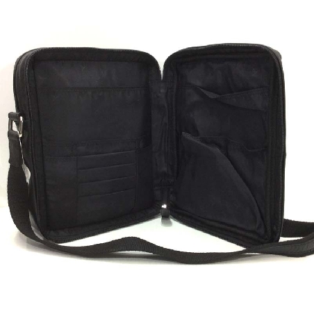 Bolso Bandolera de Piel JL Mediano Multiapartados Negro