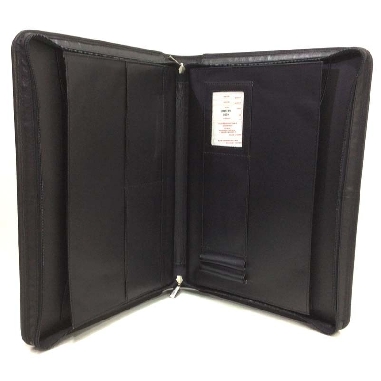 Carpeta con cremallera Portadocumentos de Piel JL Negra
