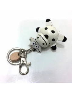 Llavero De Piel Artesanal Animal Vaca Blanca 2