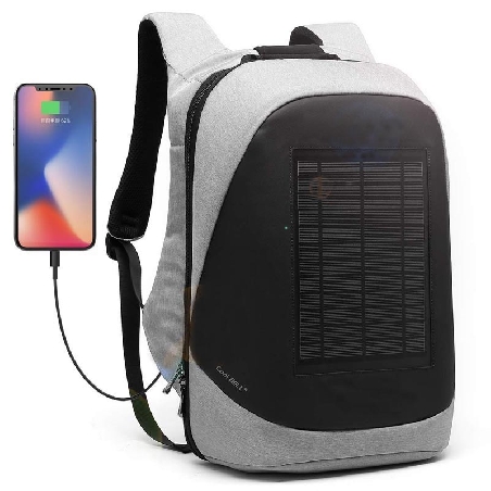Mochila Antirrobo con USB y Cargador Solar en Gris