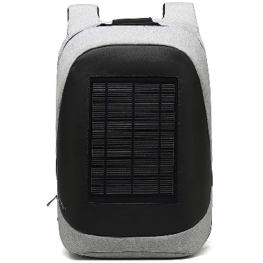 Mochila Antirrobo con USB y Cargador Solar en Gris