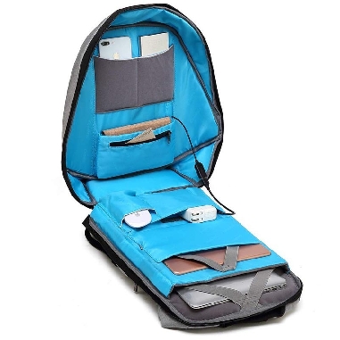 Mochila Antirrobo con USB y Cargador Solar en Gris