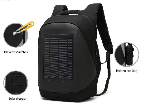 Mochila Antirrobo con USB y Cargador Solar en Gris