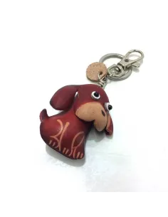 Llavero De Piel Artesanal Animales Perrito Burdeos