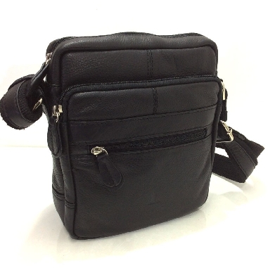 Bolso Bandolera de Piel JL Mediano en color Negro